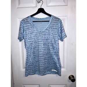 BROOKS Run Happy Womens Running Shirt V Neck Graphic Sz M